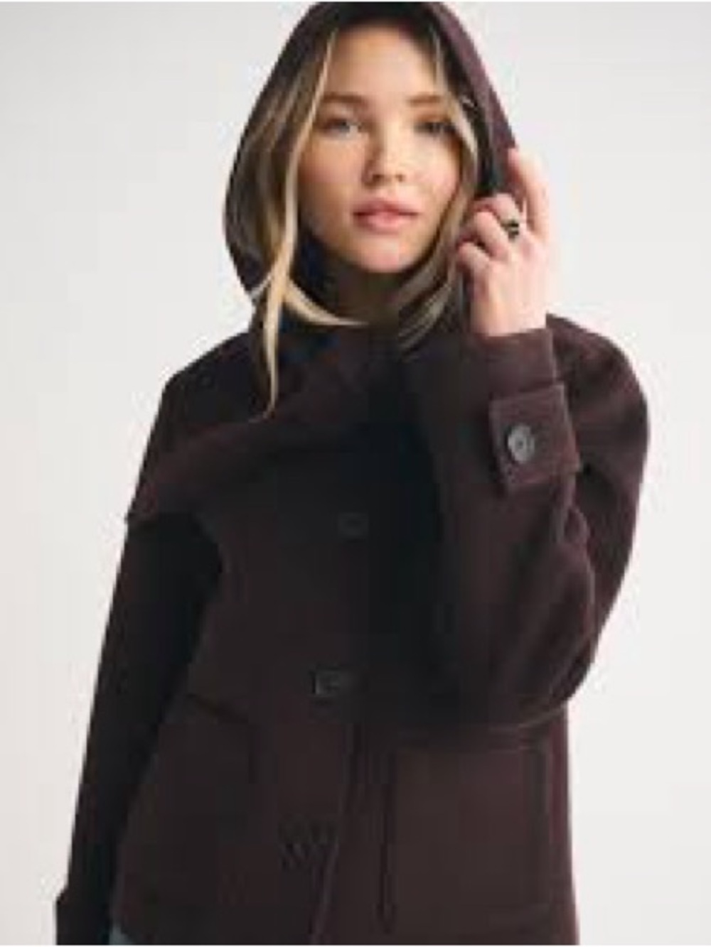 Women's Designer DG Brown Wool Vintage Hooded Jacket